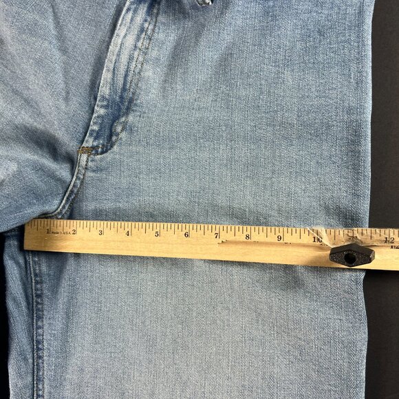 Zara Jean Women 32x27* High Rise Wide Leg Blue Faded Raw Bottom Hem Denim Tag 12 - Picture 14 of 16